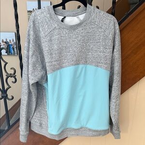 Fabletics Gray and Light Blue Sweatshirt